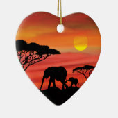 Moeder en Baby olifant in de Serengeti Keramisch Ornament (Rechts)