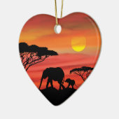 Moeder en Baby olifant in de Serengeti Keramisch Ornament (Links)