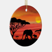 Moeder en Baby olifant in de Serengeti Keramisch Ornament (Rechts)