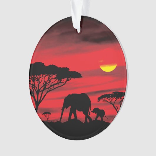 Moeder en Baby olifant in de Serengeti Ornament (voorkant)