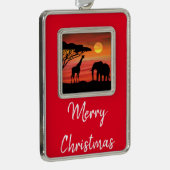 Moeder en Baby olifant in de Serengeti Verzilverd Omlijst Ornament (Rechts)