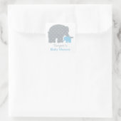 Moeder en Baby Olifant Jongen Douche Blauw en Grij Vierkante Sticker (Tas)