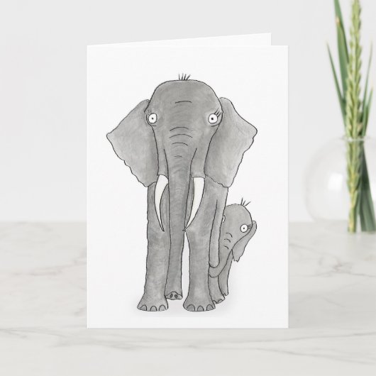 Moeder en baby olifant kaart (Voorkant)
