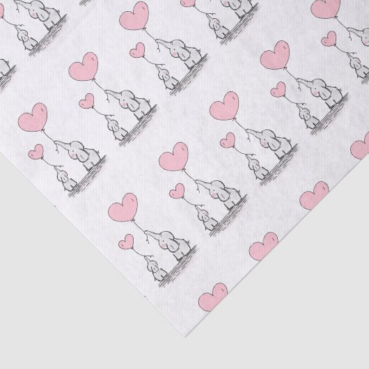 Moeder en Baby Olifant met Hartballonnen Tissuepapier (Detail)