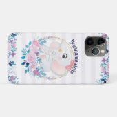 Moeder en baby olifant roze bloemenguirlande Case-Mate iPhone case (Achterkant (horizontaal))