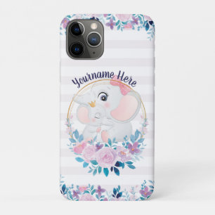 Moeder en baby olifant roze bloemenguirlande Case-Mate iPhone case