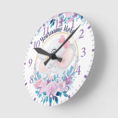 Moeder en Baby olifant Roze Blush Flower Wreater Ronde Klok (Hoek)