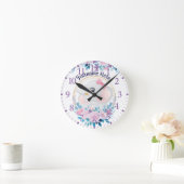 Moeder en Baby olifant Roze Blush Flower Wreater Ronde Klok (Huis)