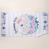 Moeder en Baby olifant Roze Blush Flower Wreater Strandlaken (Voorkant)