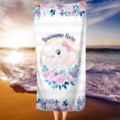 Moeder en Baby olifant Roze Blush Flower Wreater Strandlaken