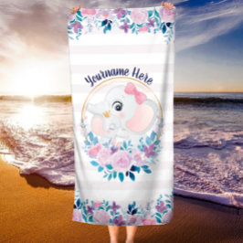 Moeder en Baby olifant Roze Blush Flower Wreater Strandlaken