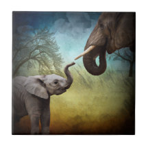Moeder en Baby olifant
