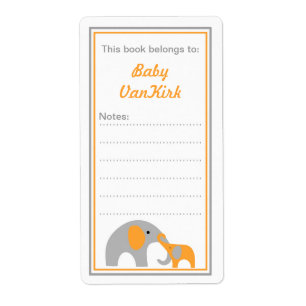 Moeder en Baby Olifanten Boekplaat boek labels
