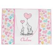 Moeder en Baby Olifanten met Kleurrijke Harten Groot Cadeauzakje (Achterkant)