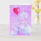 Moeder en Baby olifanten Moederdag Kaart (Gele Bloem)