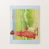 moeder en baby op het strand legpuzzel (Verticaal)