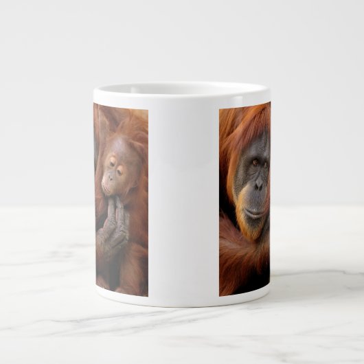 Moeder en Baby Orangutan Grote Koffiekop (Voorkant)