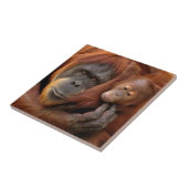 Moeder en Baby Orangutan Tegeltje (Zijkant)