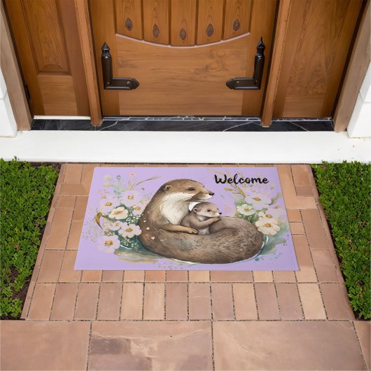 Moeder en baby otter deurmat (Buiten)