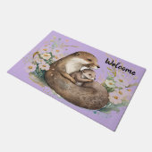 Moeder en baby otter deurmat (Schuin)