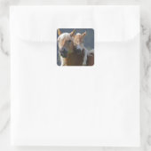 Moeder en Baby paard Vierkante Sticker (Tas)