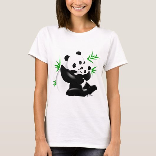 Moeder- en baby-panda t-shirt (Voorkant)