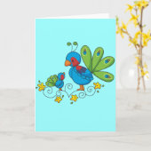 Moeder en Baby Peacock Kaart (Gele Bloem)