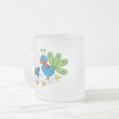 Moeder en Baby Peacock Matglas Koffiemok (Voorkant links)