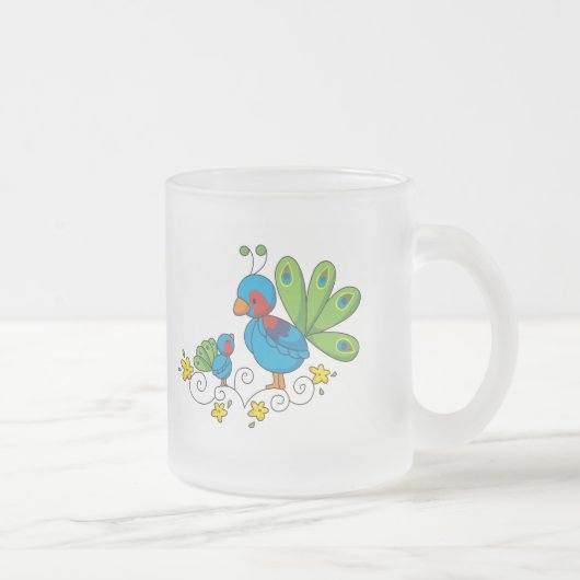 Moeder en Baby Peacock Matglas Koffiemok (Rechts)