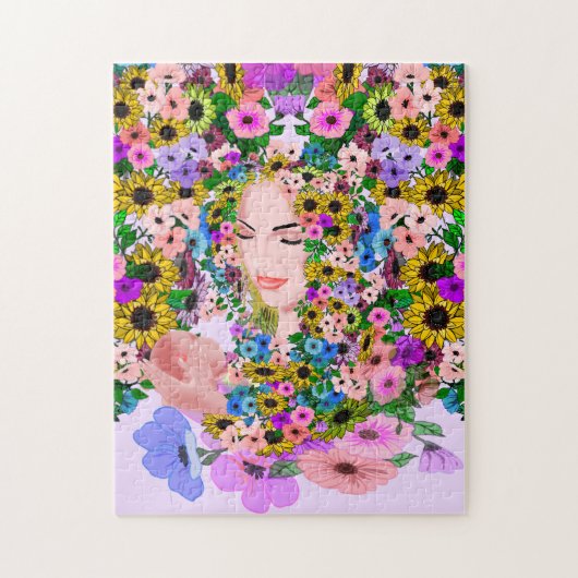 Moeder en Baby Puzzle Flowers Legpuzzel (Verticaal)
