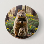 Moeder en Baby Quokka, Button Badge (Voorkant)