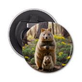 Moeder en Baby Quokka, flesopener Button Flesopener (Voorkant)