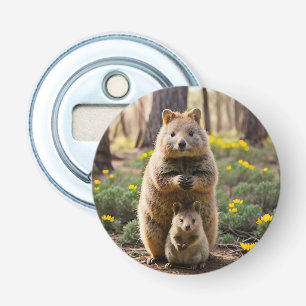 Moeder en Baby Quokka, flesopener Button Flesopener