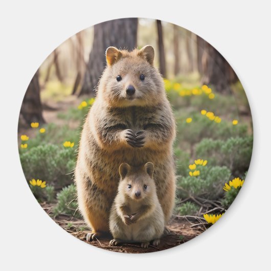 Moeder en Baby Quokka, Fridge Magnet (Voorkant)