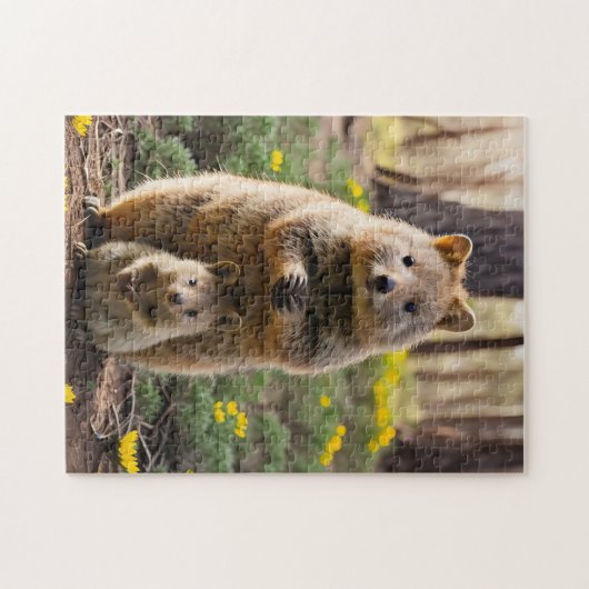 Moeder en Baby Quokka, Jigzaag Puzzle Legpuzzel (Horizontaal)