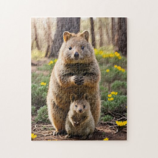 Moeder en Baby Quokka, Jigzaag Puzzle Legpuzzel (Verticaal)