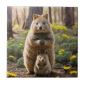 Moeder en Baby Quokka, keramische Tegel Tegeltje (Voorkant)