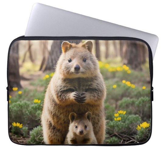 Moeder en Baby Quokka, laptophoes Laptop Sleeve (Voorkant)