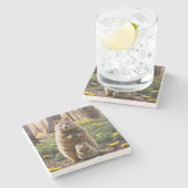 Moeder en Baby Quokka, Stone Onderzetter (Zijkant)