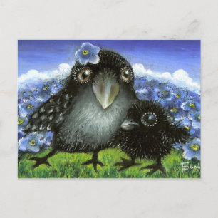 Moeder en baby raven briefkaart