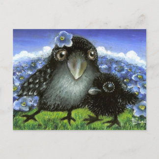 Moeder en baby raven briefkaart