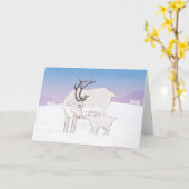 Moeder en baby rendier kerstkaart kaart (Gele Bloem)
