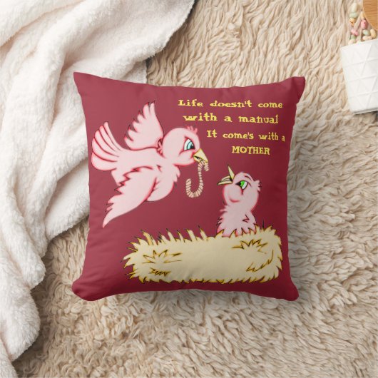 Moeder en Baby rode vogel Kussen (Deken)