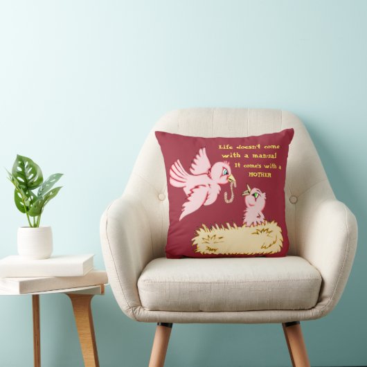 Moeder en Baby rode vogel Kussen (Stoel)