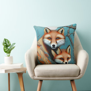 Moeder en baby rode vos kussen