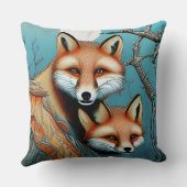 Moeder en baby rode vos kussen (Achterkant)