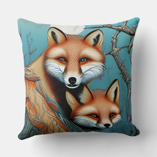 Moeder en baby rode vos kussen (Achterkant)