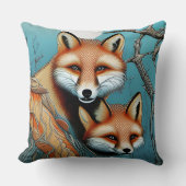 Moeder en baby rode vos kussen (Voorkant)