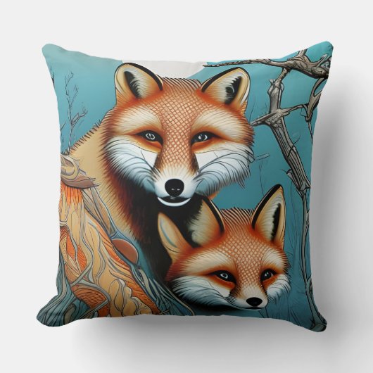 Moeder en baby rode vos kussen (Voorkant)