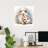 Moeder en baby schaap poster (Thuiskantoor)